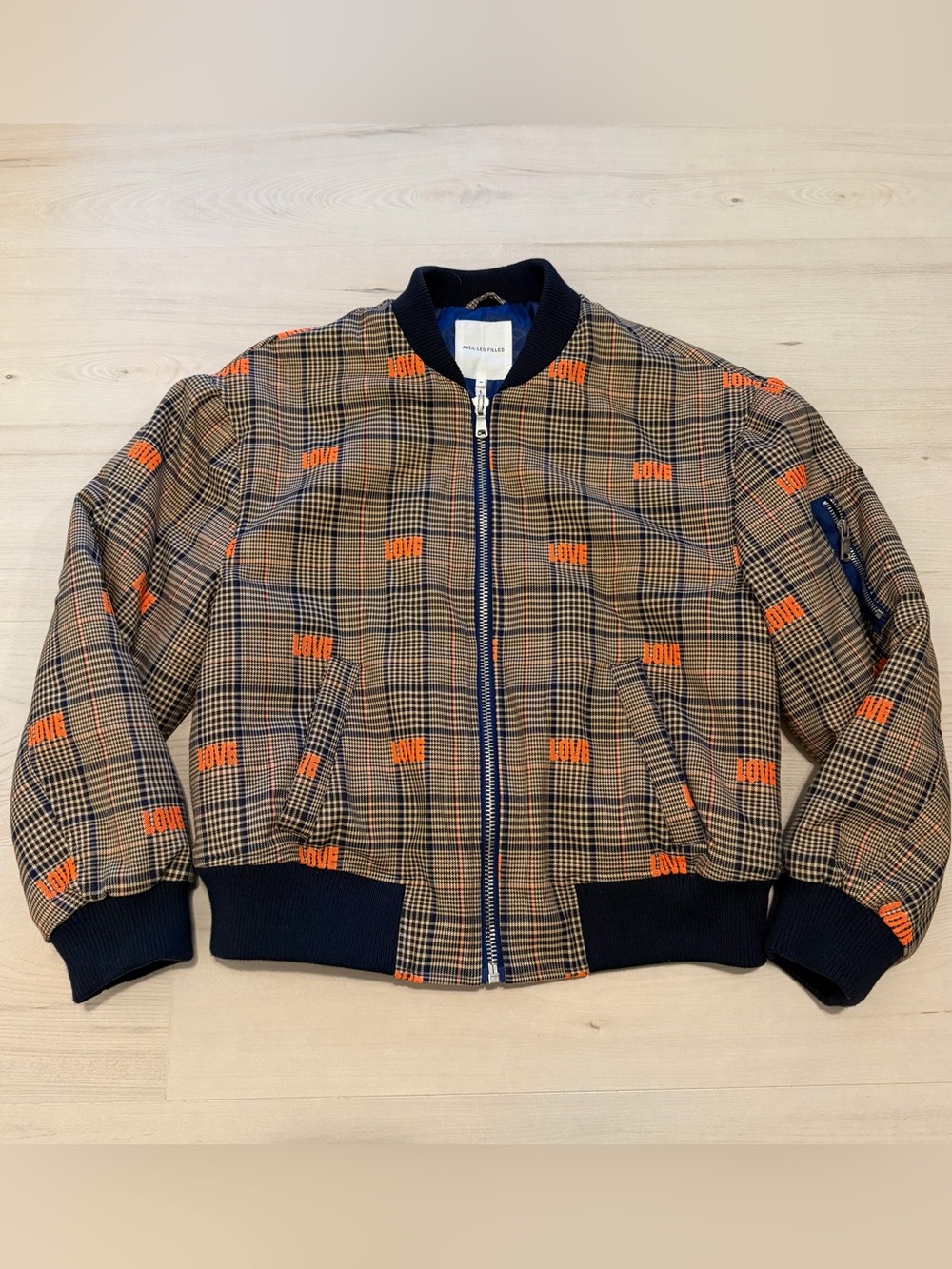 Avec Les Filles Navy and Blue Plaid Love Jacket Medium